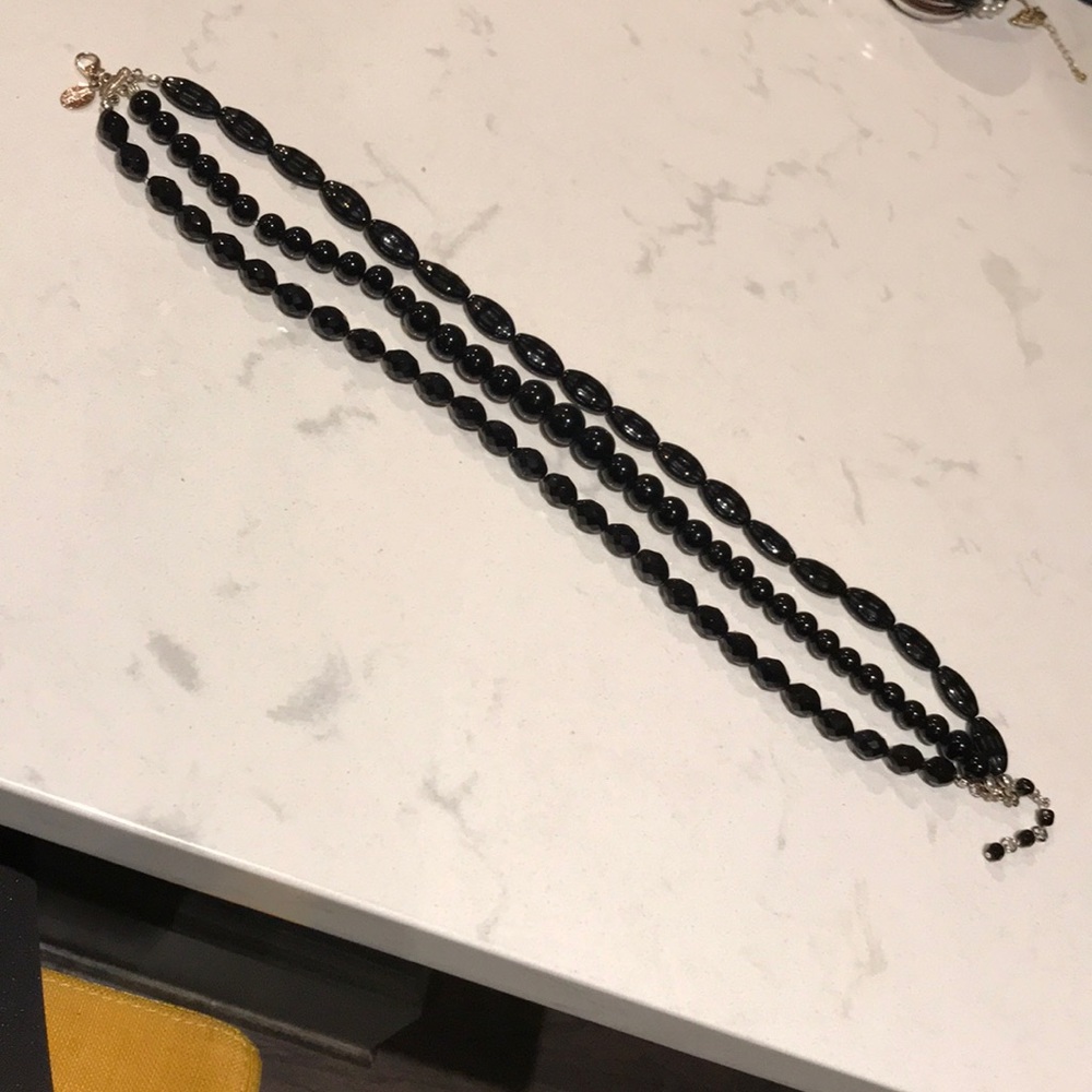 WHBM black beaded layer necklace
